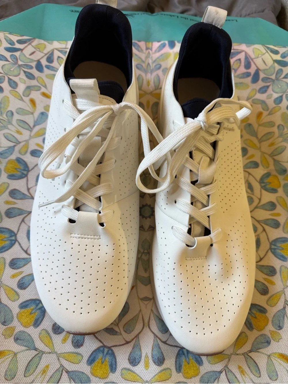 Steve Madden White Perforated Lace-Up Sneakers with Navy Lining